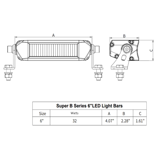 Super B Series 6" Driving-Fog-Amber Strobe Light Bar (DOT/SAE Approved)